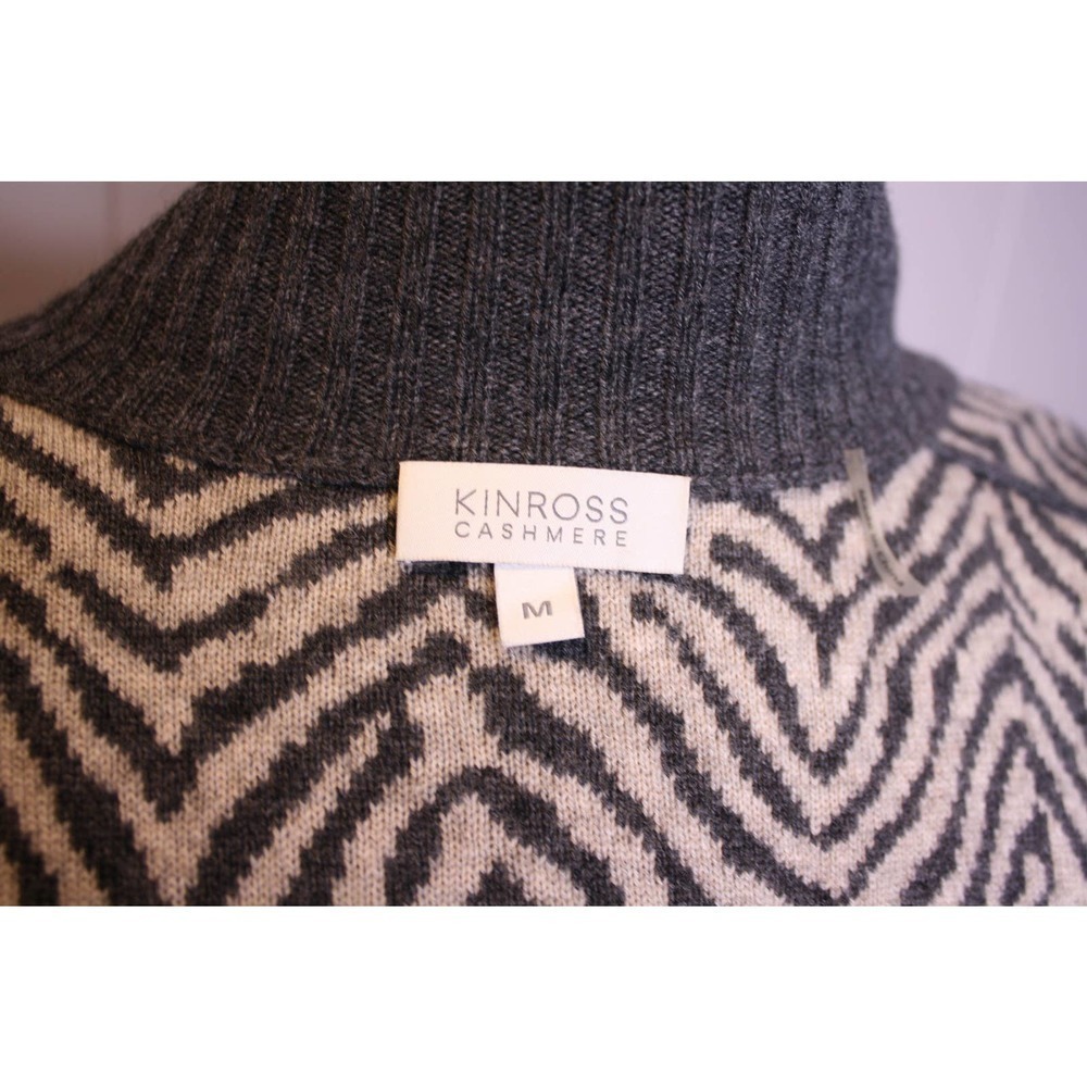 Kinross Cashmere Cardigan Jacket Sweater Full Zip Animal Print Knit Gray… - Picture 3 of 4